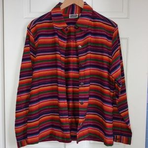Chico’s Design Vintage Stripe Cotton Multicolor Button Up Shirt Jacket Shacket …